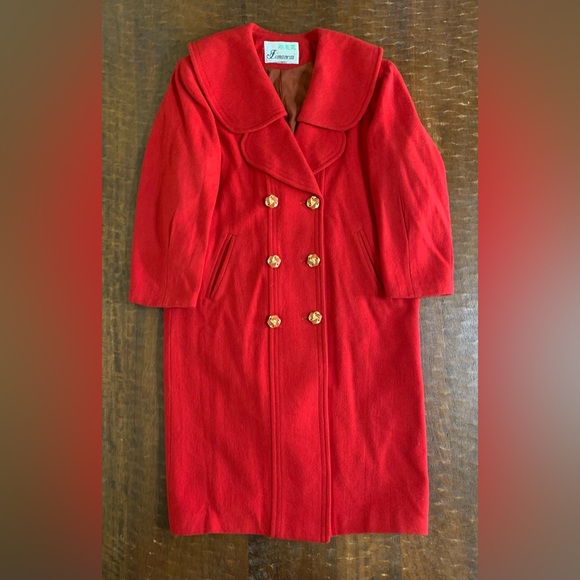 VTG Women’s Size Medium Red Double Breasted Overcoat - Picture 8 of 8